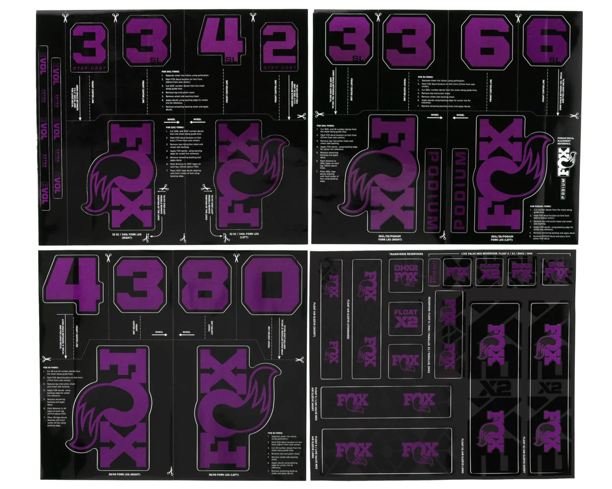 Fox Suspension All Mountain Fork and Shock Decal Kit (Imperial Purple)